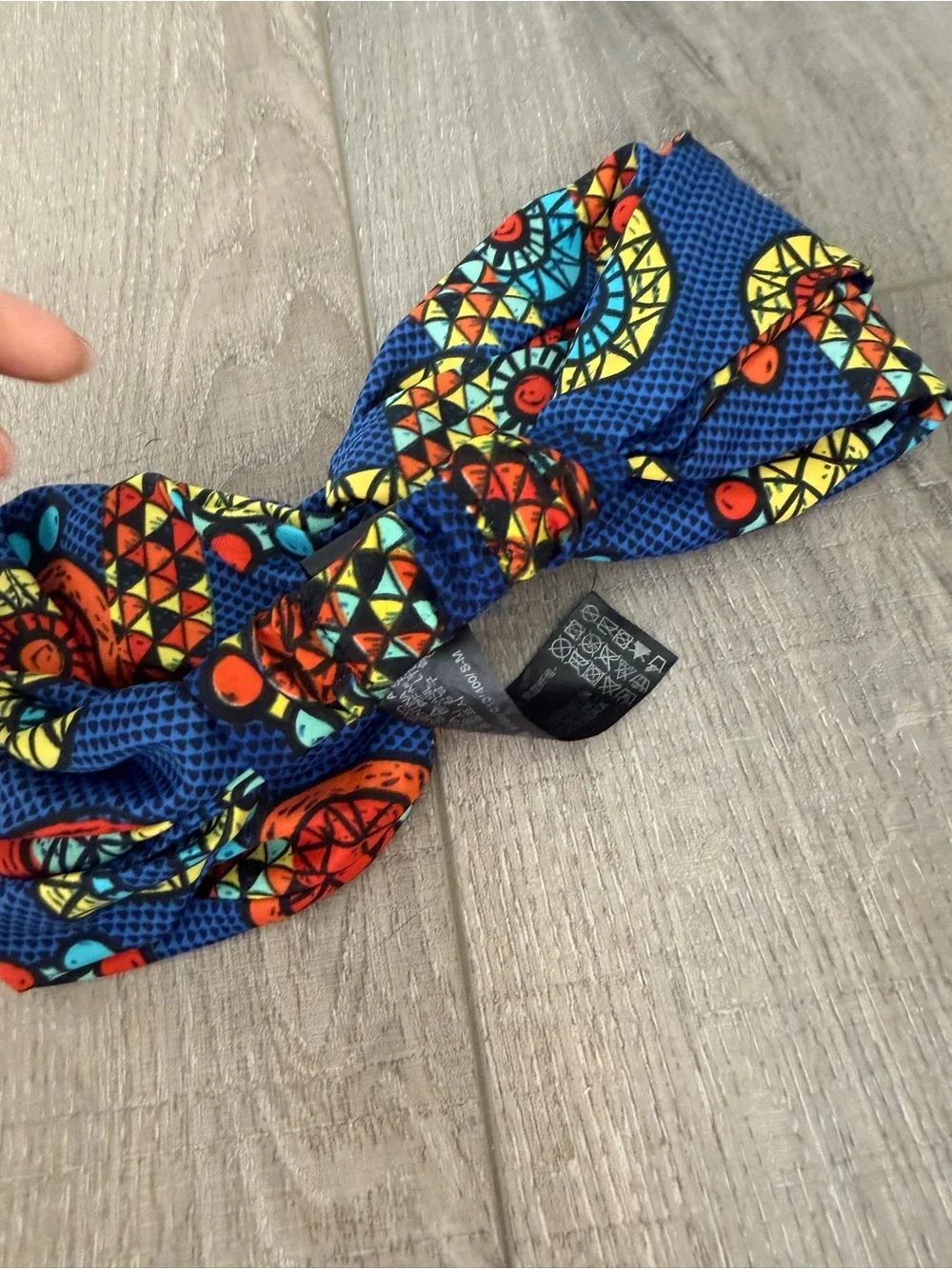Zara Multicolor Patterned Bow Headband - Blue